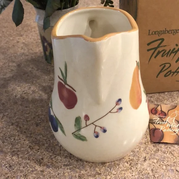 Longaberger Fruit Medley Pottery Pitcher Never Used Retired - Picture 4 of 16